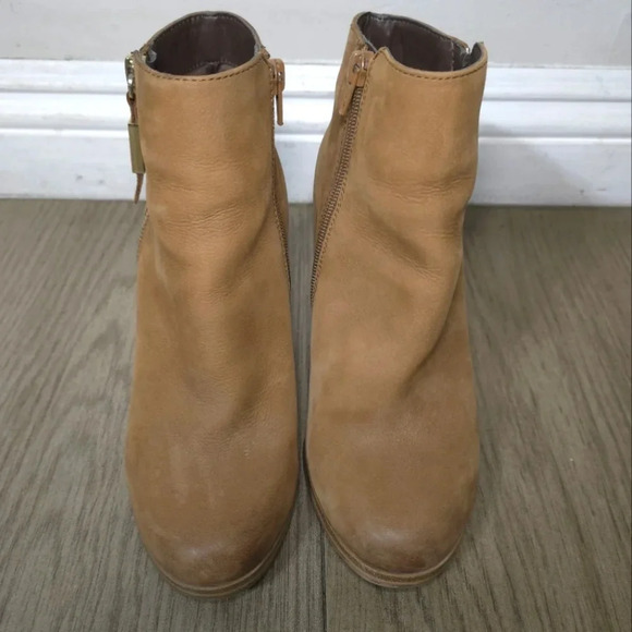 ALDO Mathia Brown Cognac Genuine Suede Block Heel Booties, Pre-loved, Zipper, 7 - Picture 3 of 16
